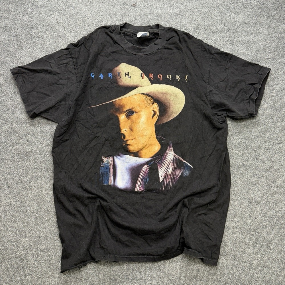Vintage 90s Garth Brooks Tour Shirt Men's Size XL Black Graphic Print
